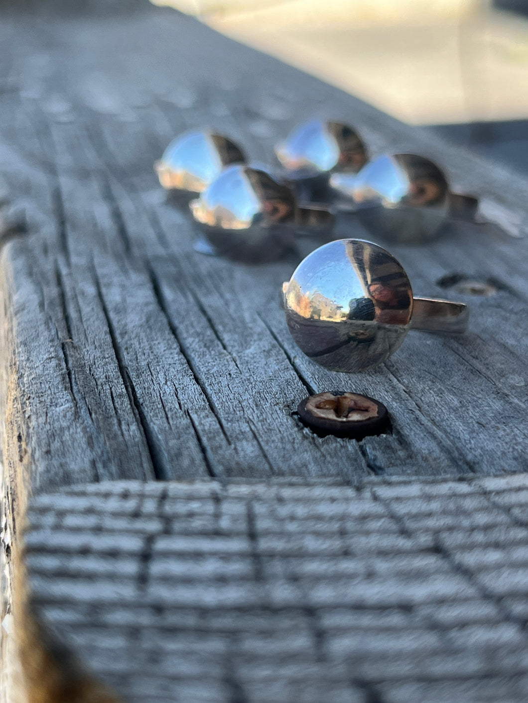 Silver Button Rings